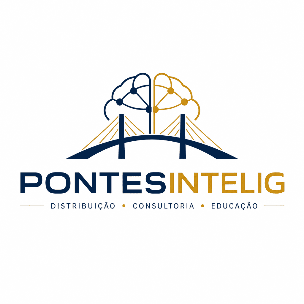 Logotipo da Pontesintelig com ponte e conexões de rede.